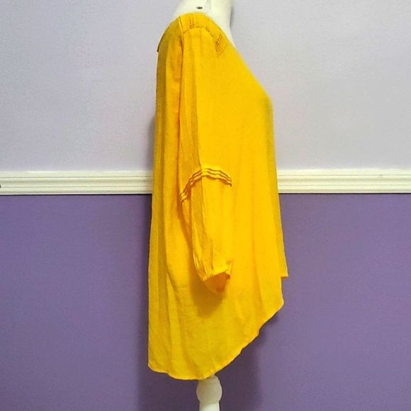 Hope & Harlow Boho Romantic Yellow Laced Swing Flowy High Low Top Spring Easter - Picture 5 of 11